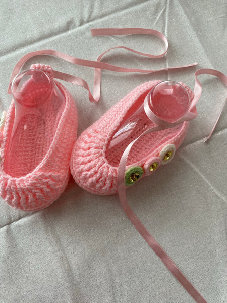 Handmade Crochet Ballet Shoes Size 3-12 months