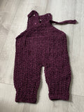 Burgundy Crochet Overalls